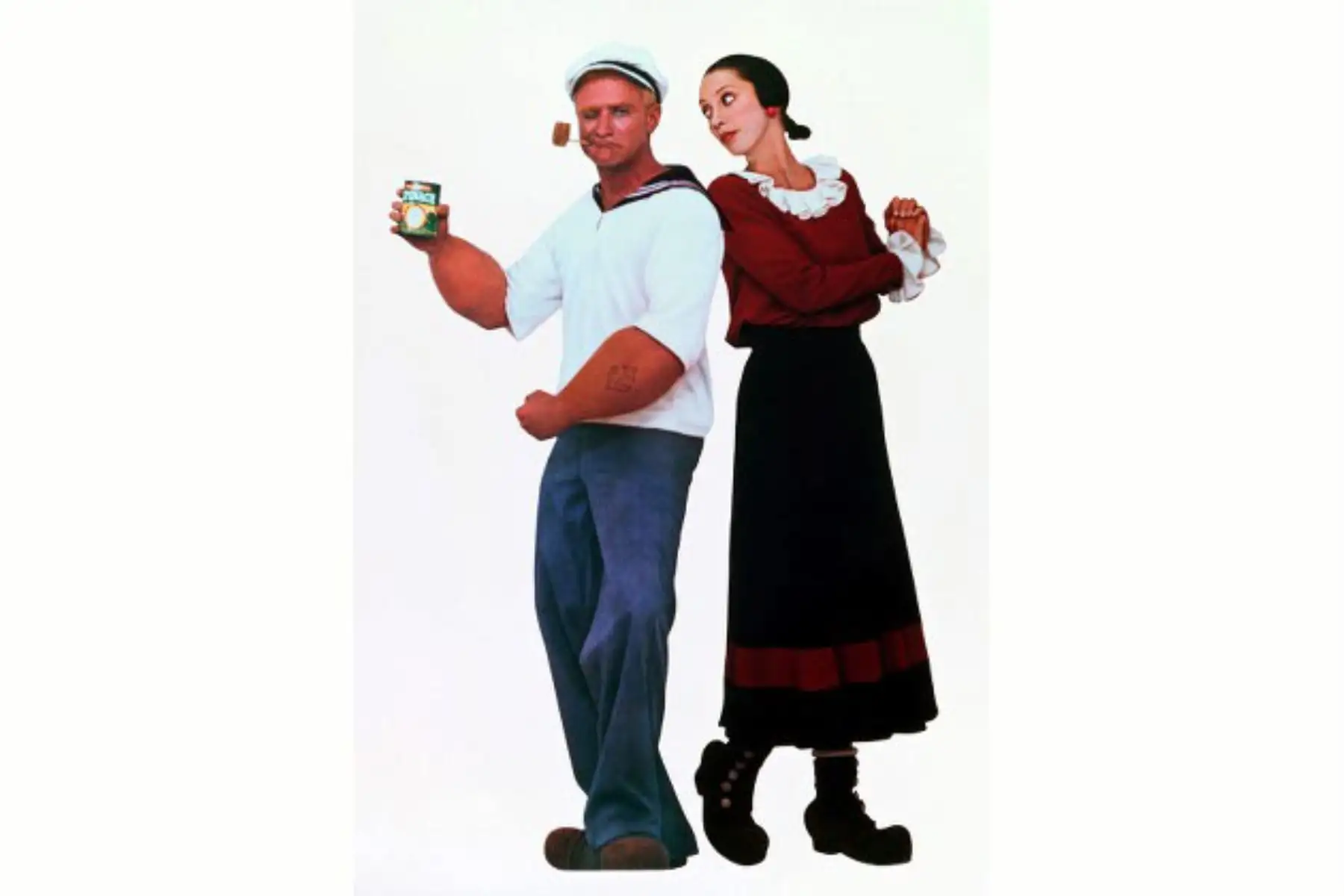 La actriz también compartió el protagonismo con Robin Williams en la puesta en escena de el famoso animado, Popeye. Foto: Internet