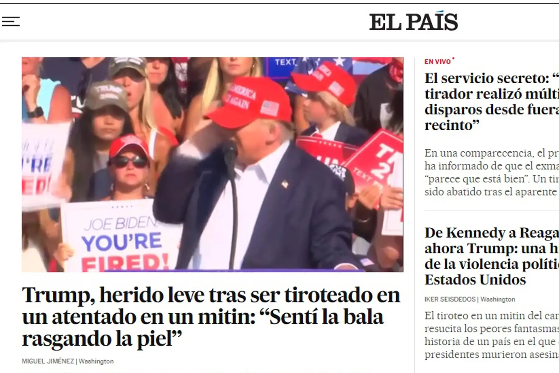 Así reaccionó la prensa mundial ante los hechos de violencia perpetrados contra el expresidente de los Estados Unidos Donald Trump.
Foto: ANDINA / Difusión