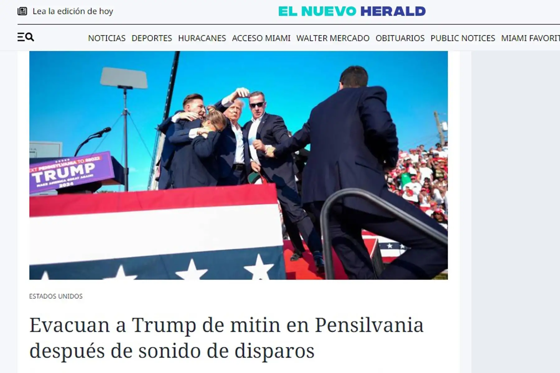 Así reaccionó la prensa mundial ante los hechos de violencia perpetrados contra el expresidente de los Estados Unidos Donald Trump.
Foto: ANDINA / Difusión