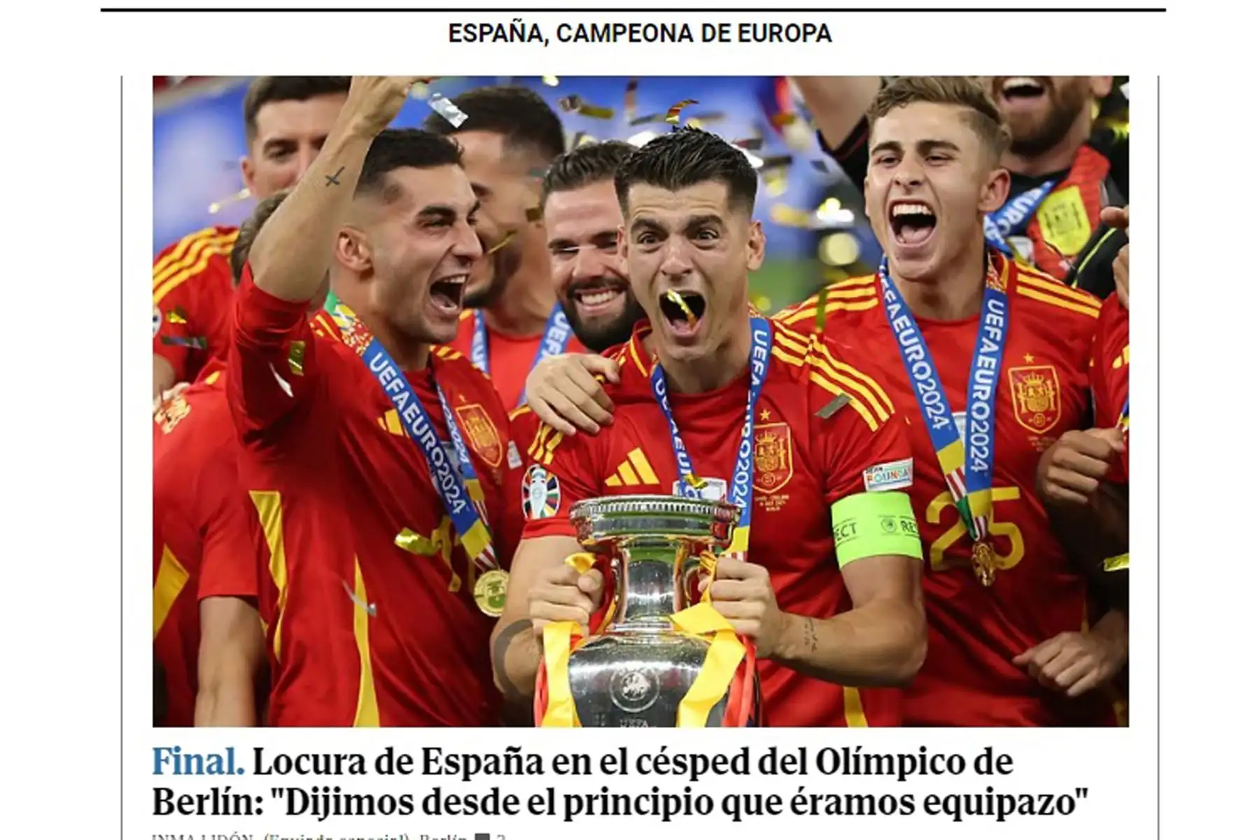Así informa la prensa mundial sobre el triunfo de España ante Inglaterra, logrando coronarse campeón de la Eurocopa 2024. 
Foto: ANDINA/ Difusión