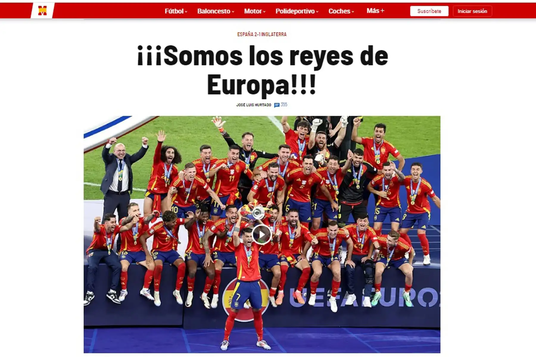 Así informa la prensa mundial sobre el triunfo de España ante Inglaterra, logrando coronarse campeón de la Eurocopa 2024. En la imagen, portada del diario As.
Foto: ANDINA/ Difusión