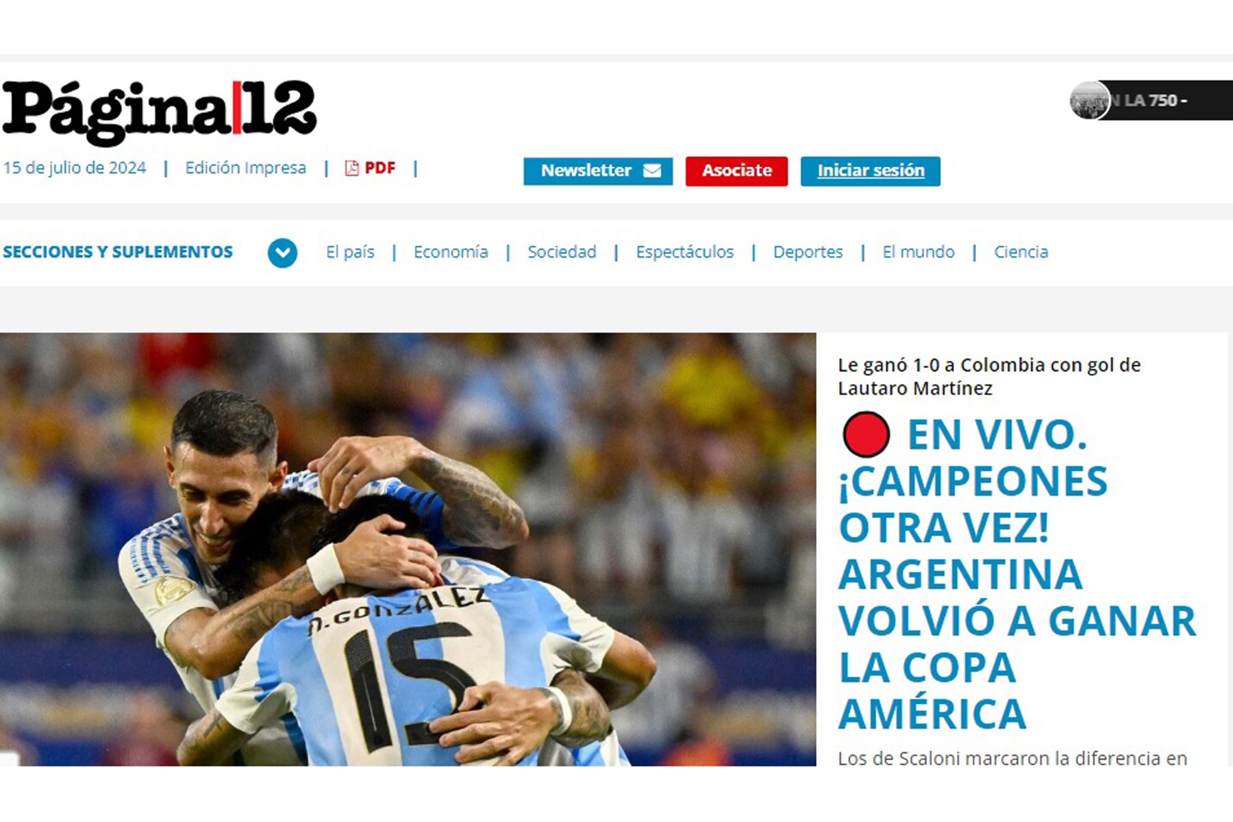 Así informa la prensa mundial sobre el triunfo de Argentina que se corona campeón de la Copa América 2024.
Foto: ANDINA/Difusión