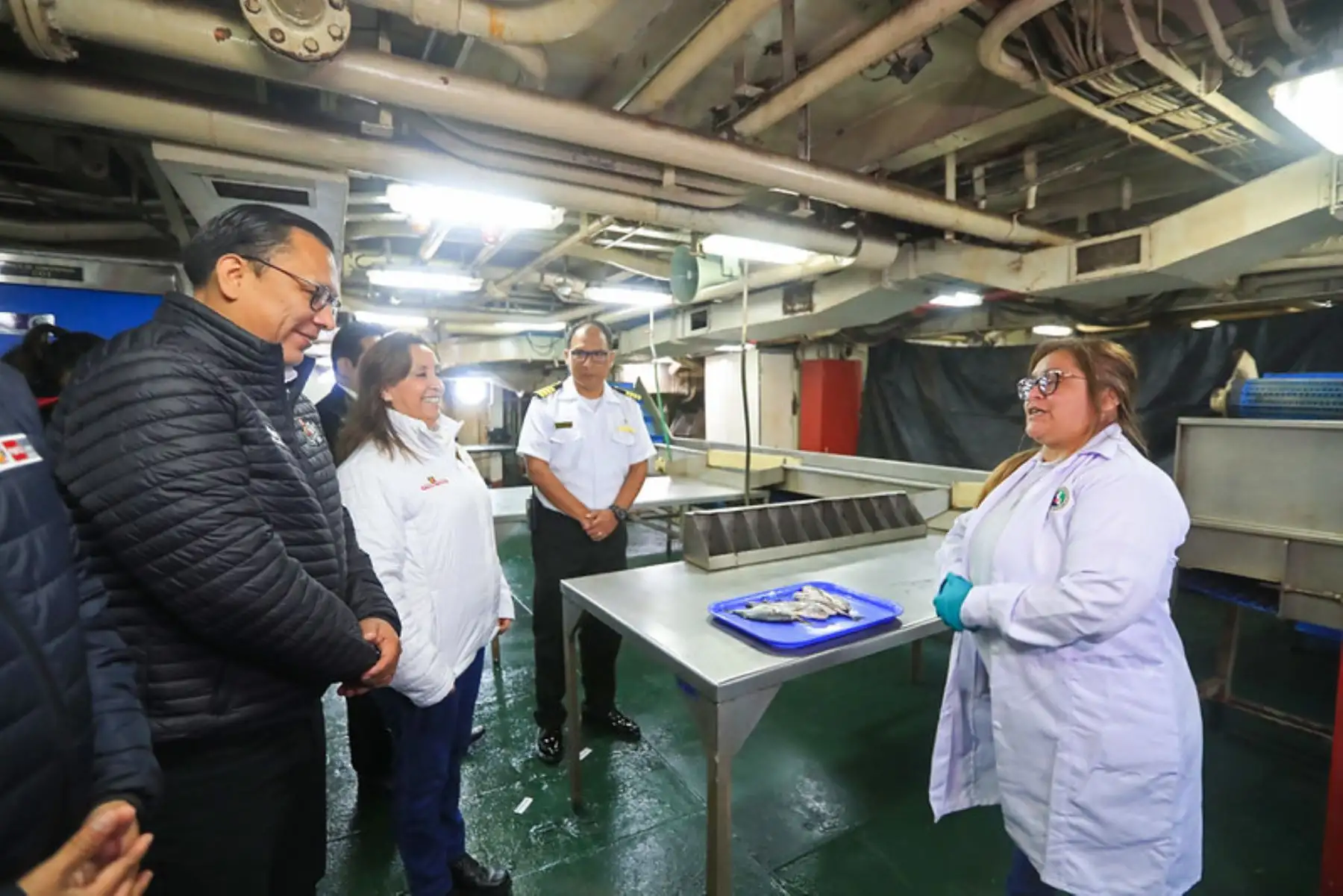 Presidenta de la república, Dina Boluarte, participa en la presentación de los logros de la primera temporada de la pesca de anchoveta. Foto: ANDINA/ Prensa Presidencia