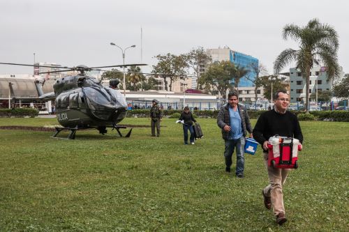 Helicóptero de la Diravpol llega al hospital Rebagliati con órganos para salvar la vida de pacientes en lista de espera. Foto: ANDINA/ Connie Calderon