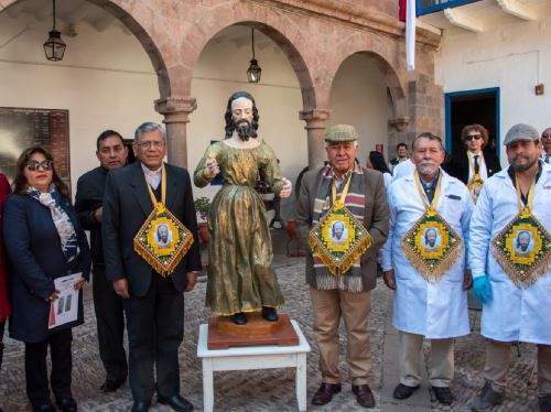 Dirección de Cultura de Cusco entregó la escultura de San Joaquín del templo de Santa Ana tras su restauración total. ANDINA/Difusión