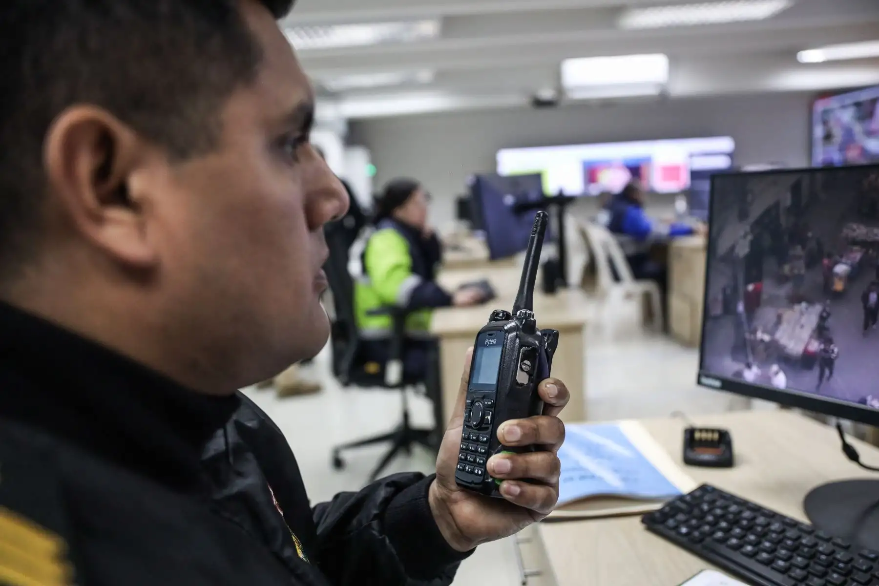La Policía Nacional del Perú, con apoyo de Serenazgo de Lima Metropolitana, presenta nuevas medidas implementadas en la Central Integrada de cámaras de seguridad. Foto: ANDINA/ Connie Calderon