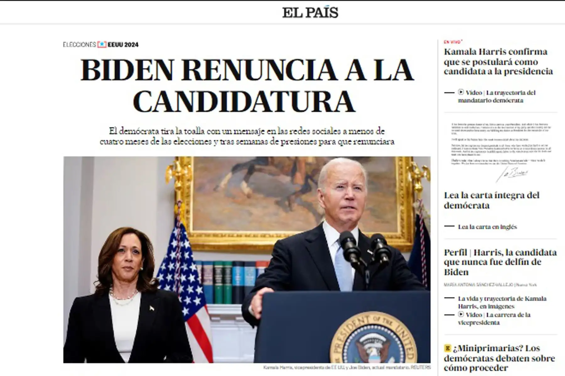 Así informan los medios de comunicación en el mundo sobre la renuncia de Joe Biden a la reelección de EE.UU.
Foto: ANDINA/Difusión