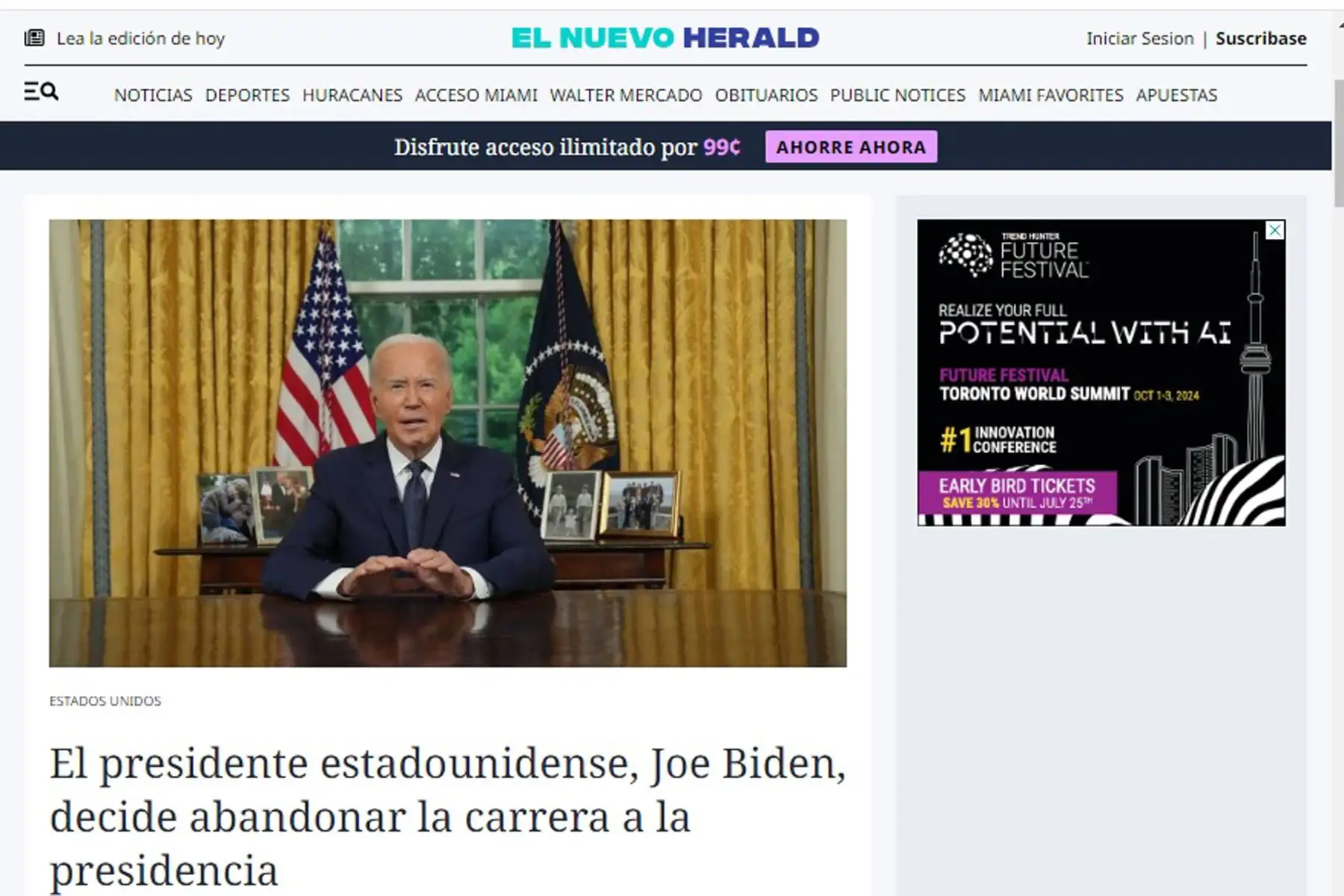 Así informan los medios de comunicación en el mundo sobre la renuncia de Joe Biden a la reelección de EE.UU. Foto: ANDINA/Difusión
