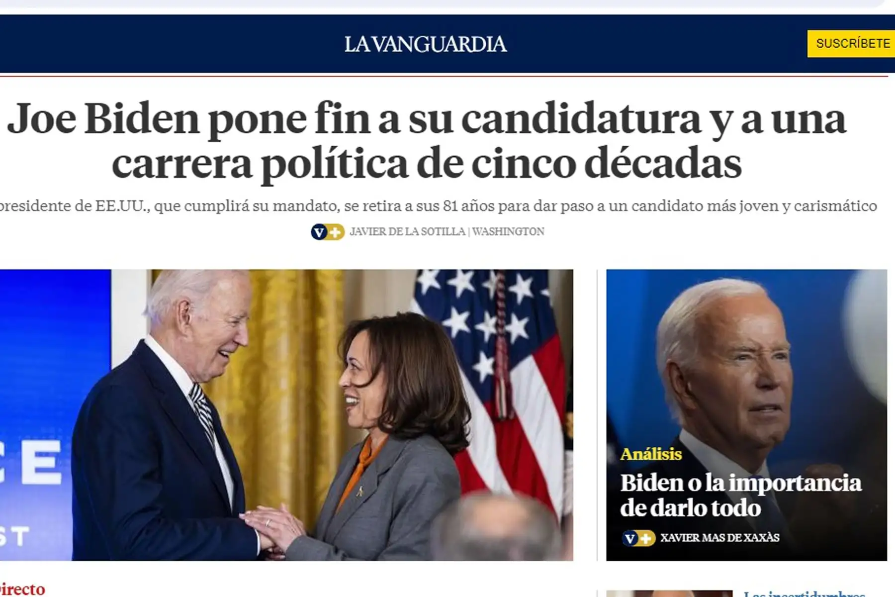 Así informan los medios de comunicación en el mundo sobre la renuncia de Joe Biden a la reelección de EE.UU.
Foto: ANDINA/Difusión