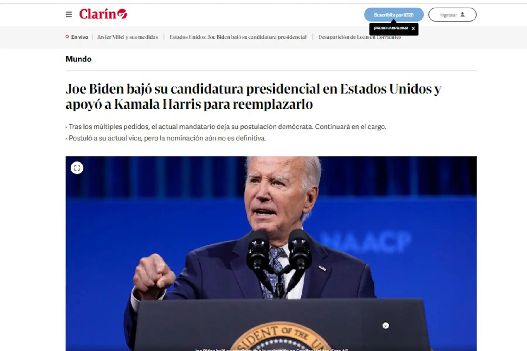Así informan los medios de comunicación en el mundo sobre la renuncia de Joe Biden a la reelección de EE.UU.
