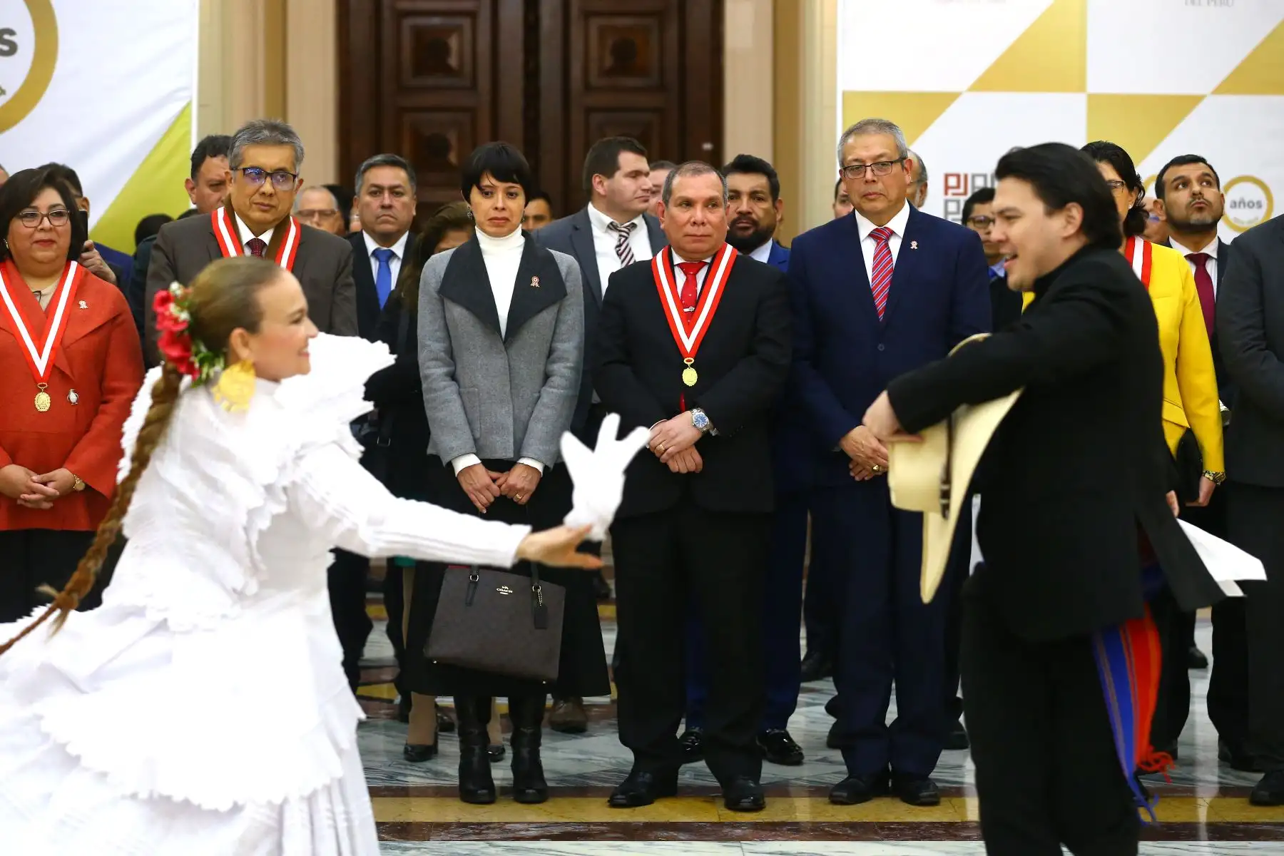El presidente del Poder Judicial y de la  Corte Superior de Justicia de la República Javier Arévalo Vela participa en la ceremonia de lanzamiento de los actos conmemorativos del Bicentenario de la Corte Suprema de Justicia de la República.
Foto: ANDINA/Eddy Ramos