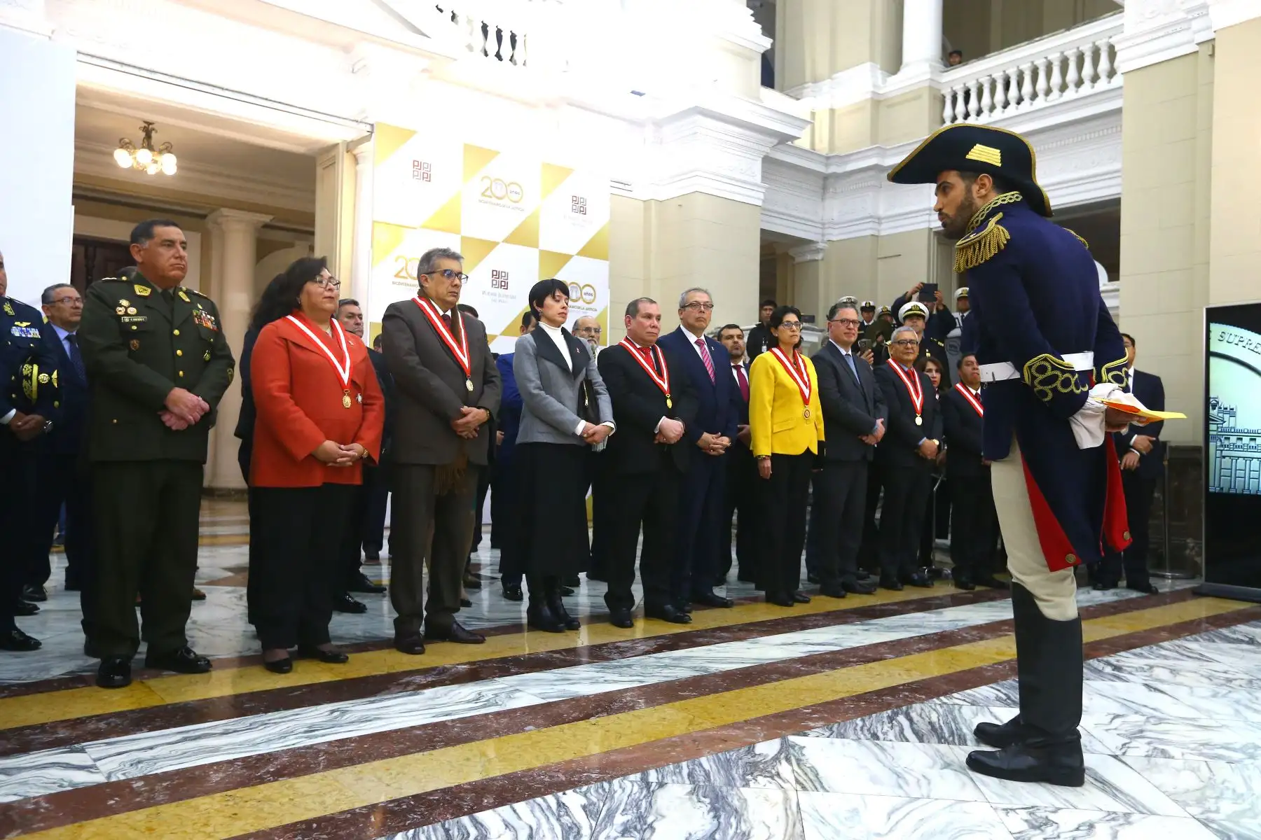 El presidente del Poder Judicial y de la  Corte Superior de Justicia de la República Javier Arévalo Vela participa en la ceremonia de lanzamiento de los actos conmemorativos del Bicentenario de la Corte Suprema de Justicia de la República.
Foto: ANDINA/Eddy Ramos