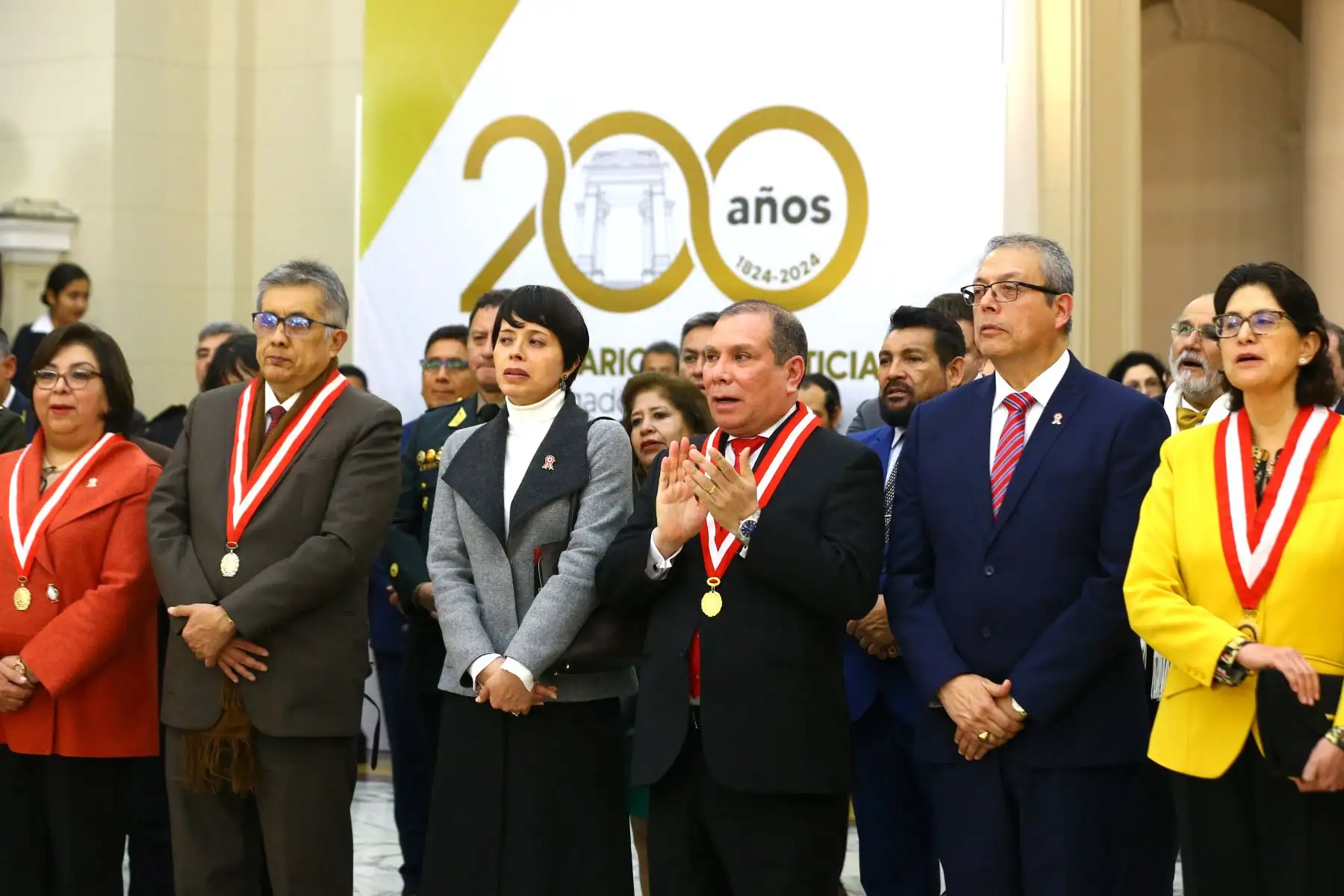 El presidente del Poder Judicial y de la  Corte Superior de Justicia de la República Javier Arévalo Vela participa en la ceremonia de lanzamiento de los actos conmemorativos del Bicentenario de la Corte Suprema de Justicia de la República.
Foto: ANDINA/Eddy Ramos
