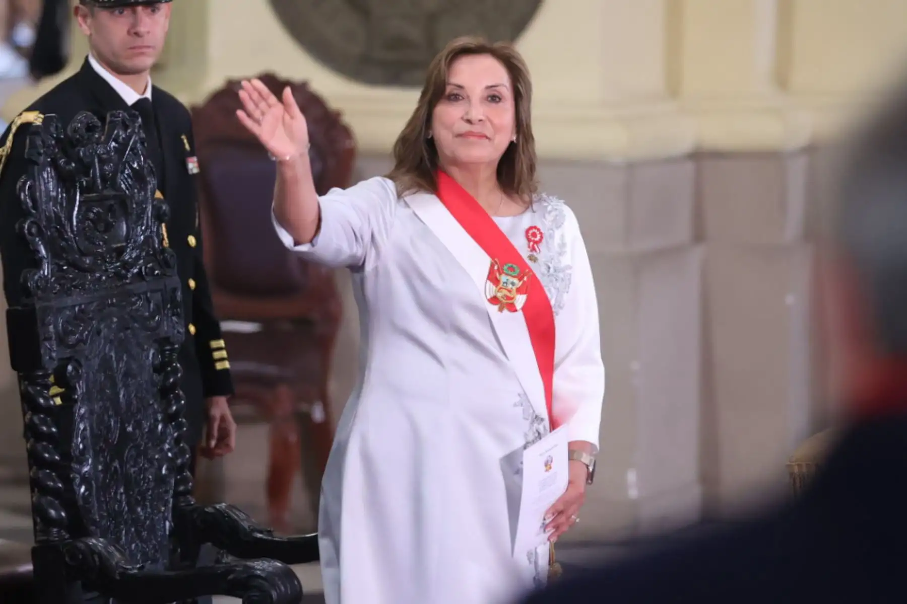 La presidenta Dina Boluarte asiste a la Misa Solemne y Te Deum, en la Basílica Catedral de Lima como parte de las actividades previstas con ocasión del 203° Aniversario de la Proclamación de la Independencia Nacional. Foto: ANDINA/ Juan Carlos Guzmán