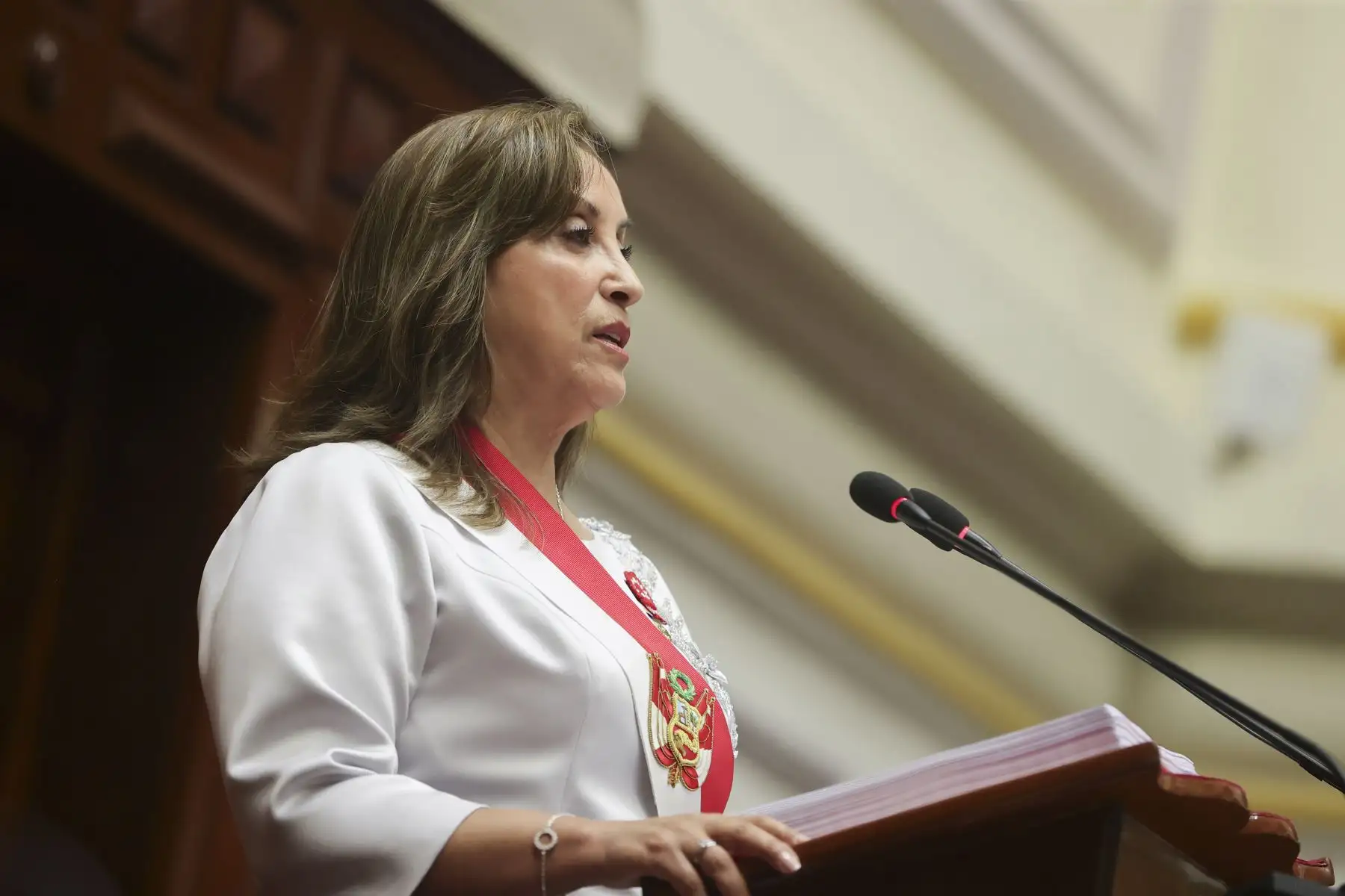 La presidenta Dina Boluarte se dirige al país en un mensaje a la Nación como parte de las actividades previstas con ocasión del 203° Aniversario de la Proclamación de la Independencia Nacional. Foto: ANDINA/Prensa Presidencia
