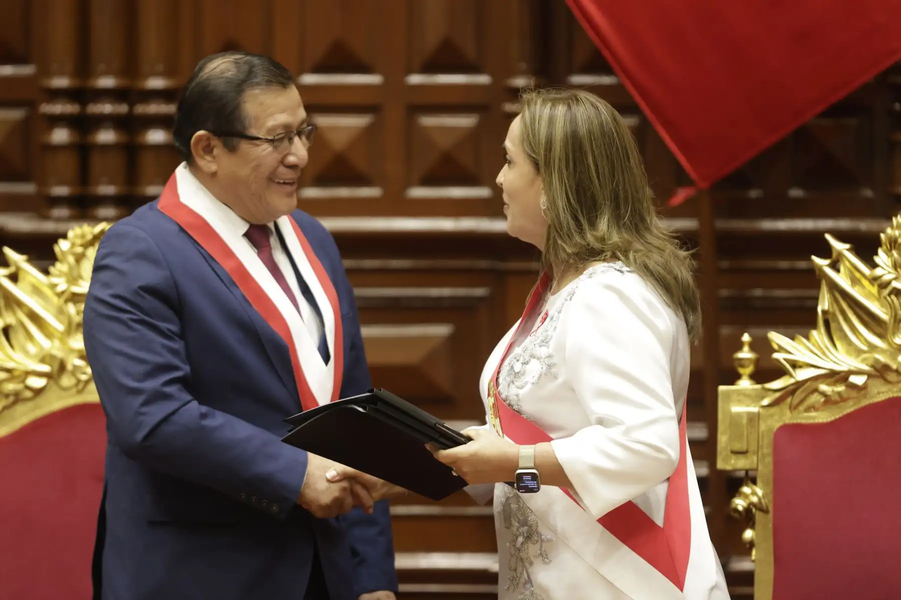 La presidenta Dina Boluarte se dirige al país en un mensaje a la Nación como parte de las actividades previstas con ocasión del 203° Aniversario de la Proclamación de la Independencia Nacional. Foto: ANDINA/ Luis Iparraguirre