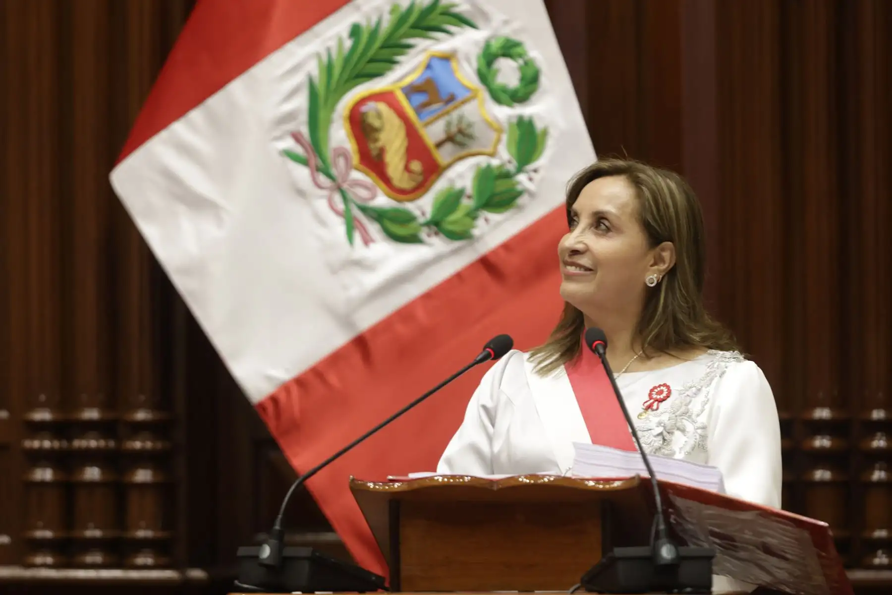 La presidenta Dina Boluarte se dirige al país en un mensaje a la Nación como parte de las actividades previstas con ocasión del 203° Aniversario de la Proclamación de la Independencia Nacional. Foto: ANDINA/ Luis Iparraguirre