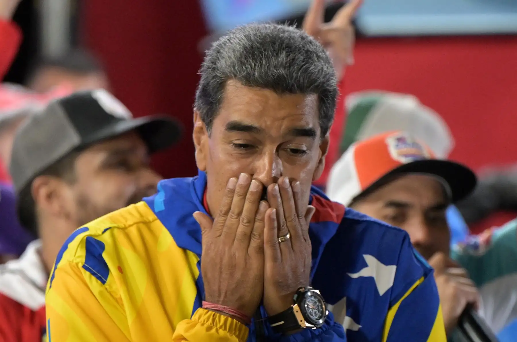 El presidente y candidato presidencial venezolano, Nicolás Maduro, reacciona tras los resultados de las elecciones presidenciales en Caracas. AFP