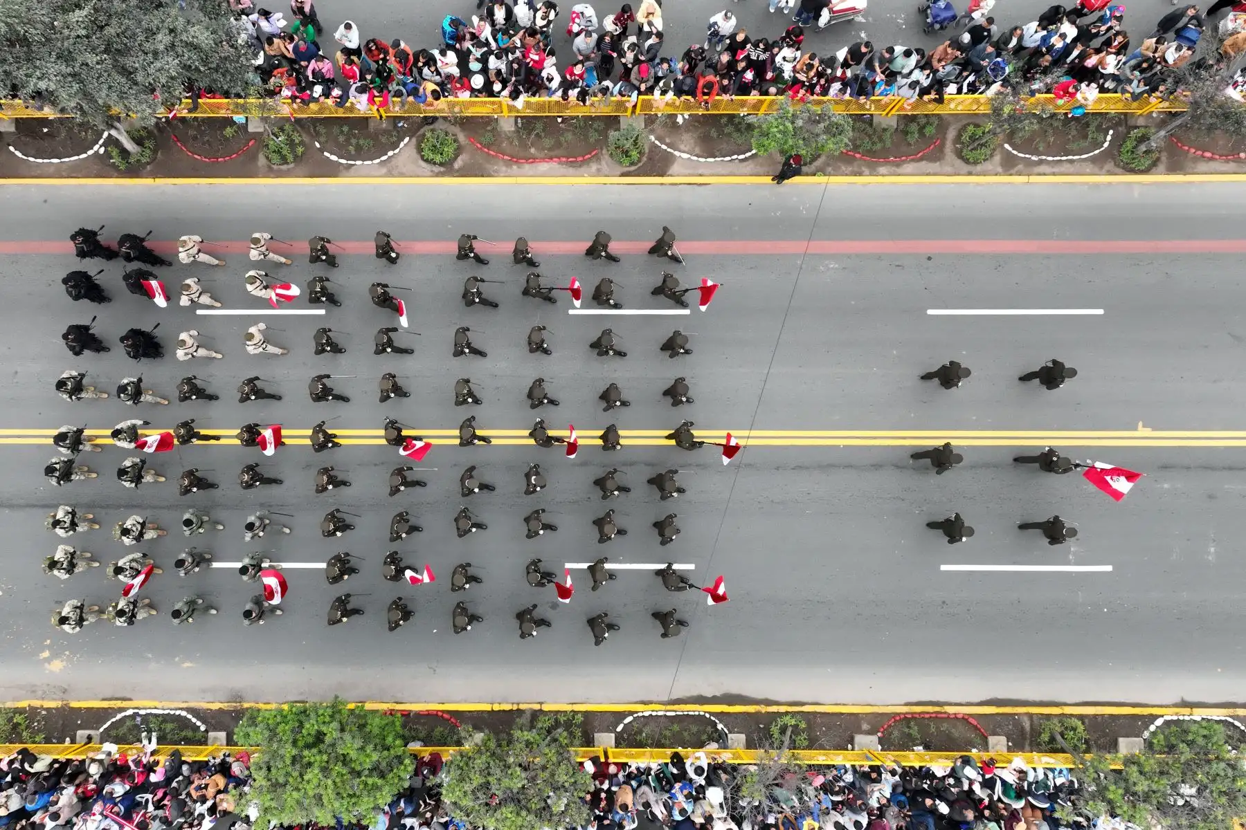 Diversos destacamentos militares y policiales desfilan en la avenida Brasil durante la Gran Parada y Desfile Cívico Militar por las Fiestas Patrias del Perú el lunes 29 de julio. Foto: ANDINA/Daniel Bracamonte