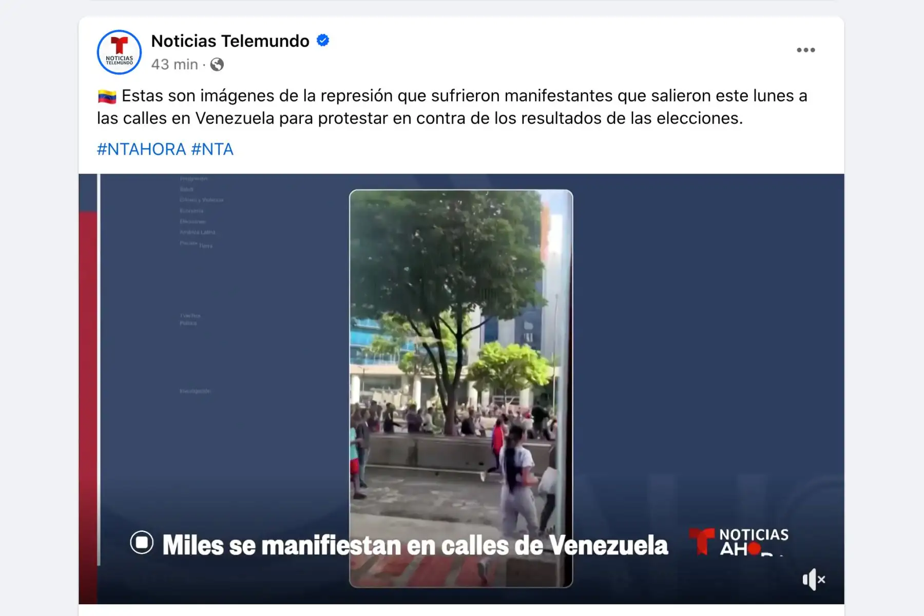 Así informó la cadena americana Telemundo sobre la crisis política y social en Venezuela, tras las elecciones generales en dicho país, que hasta la fecha dan como ganador al candidato y acual presidente venezolano, Nicolás Maduro. Foto: INTERNET/Medios