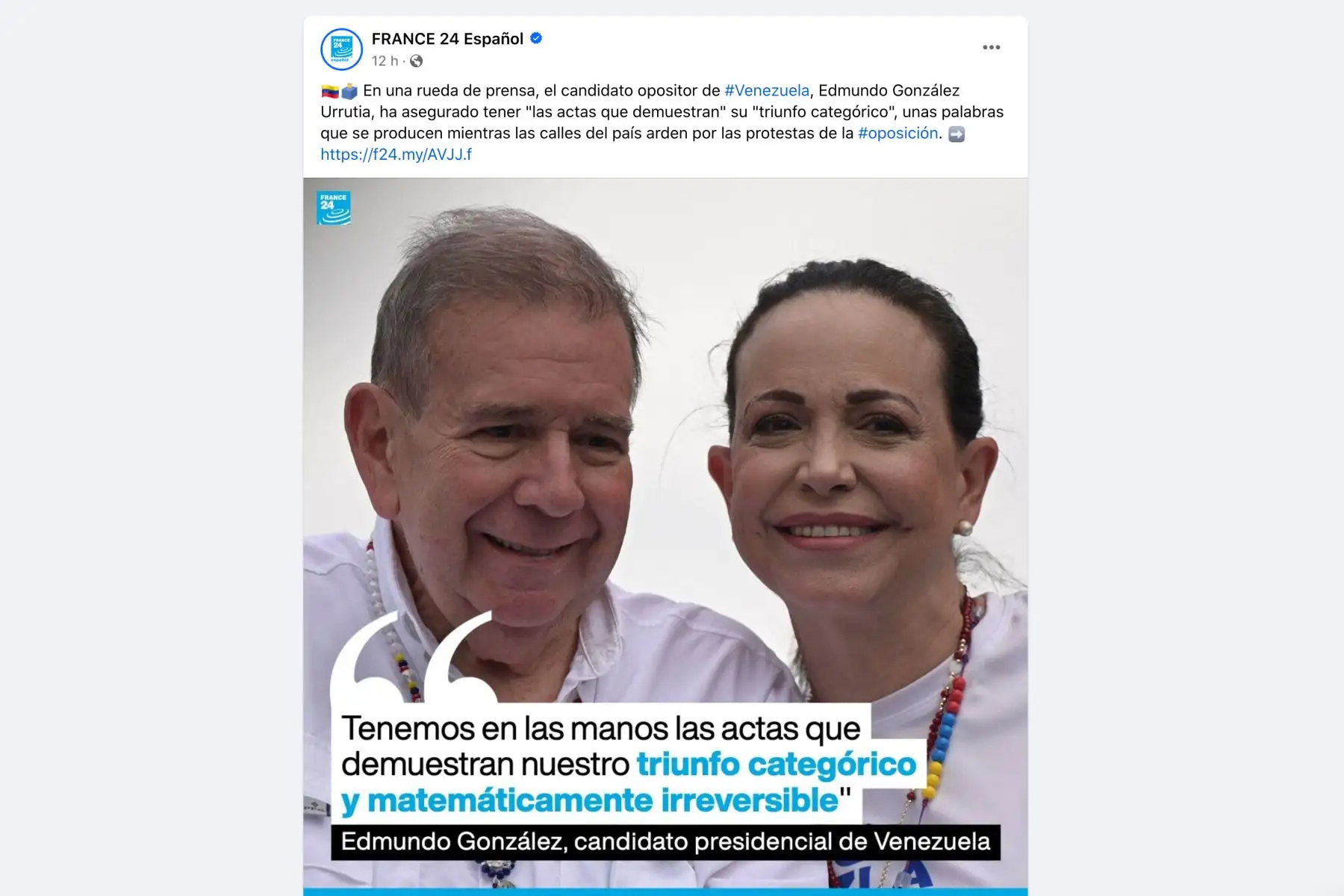 Así informó el canal europeo France 24 sobre la crisis política y social en Venezuela, tras las elecciones generales en dicho país, que hasta la fecha dan como ganador al candidato y acual presidente venezolano, Nicolás Maduro. Foto: INTERNET/Medios