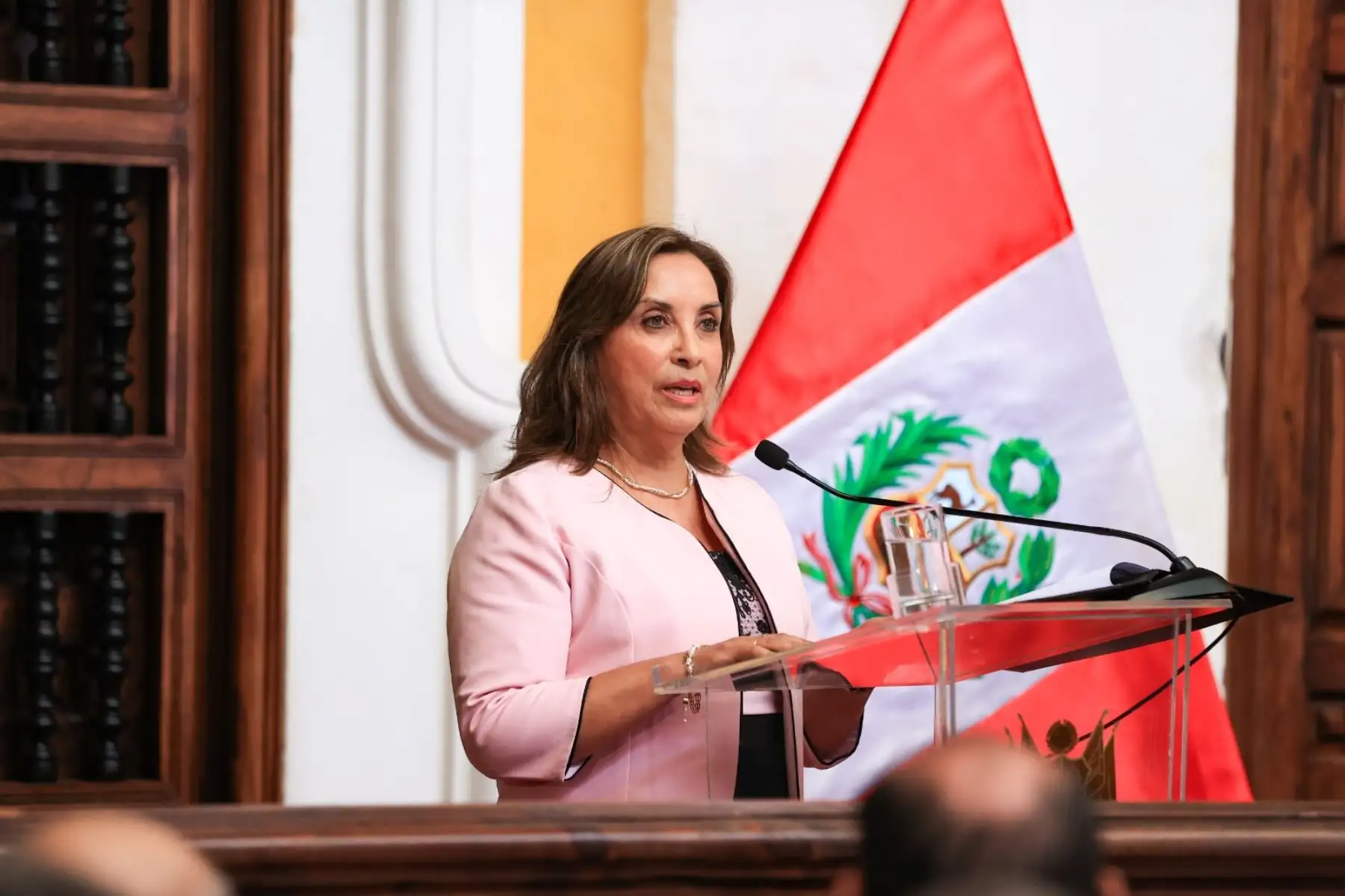 La presidenta de la república, Dina Boluarte Zegarra, participa en la ceremonia por el 203.° aniversario del Ministerio de Relaciones Exteriores y por el Día del Diplomático. Foto: ANDINA/  Prensa Presidencia