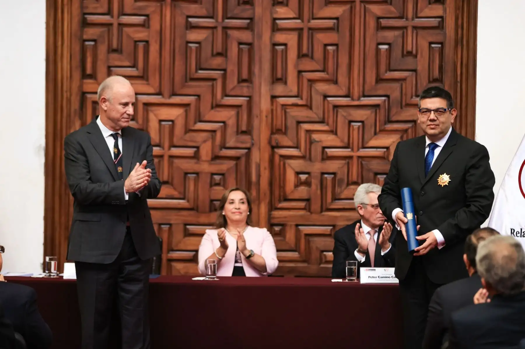 La presidenta de la república, Dina Boluarte Zegarra, participa en la ceremonia por el 203.° aniversario del Ministerio de Relaciones Exteriores y por el Día del Diplomático. Foto: ANDINA/  Prensa Presidencia