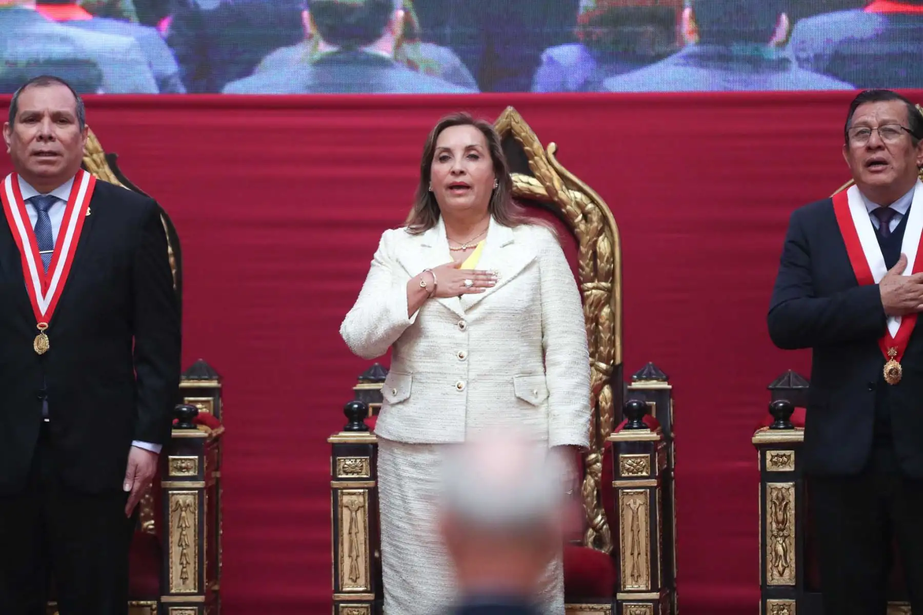La presidenta de la república, Dina Boluarte, participa en la ceremonia por el Día del Juez. Foto: ANDINA/ Lino Chipana