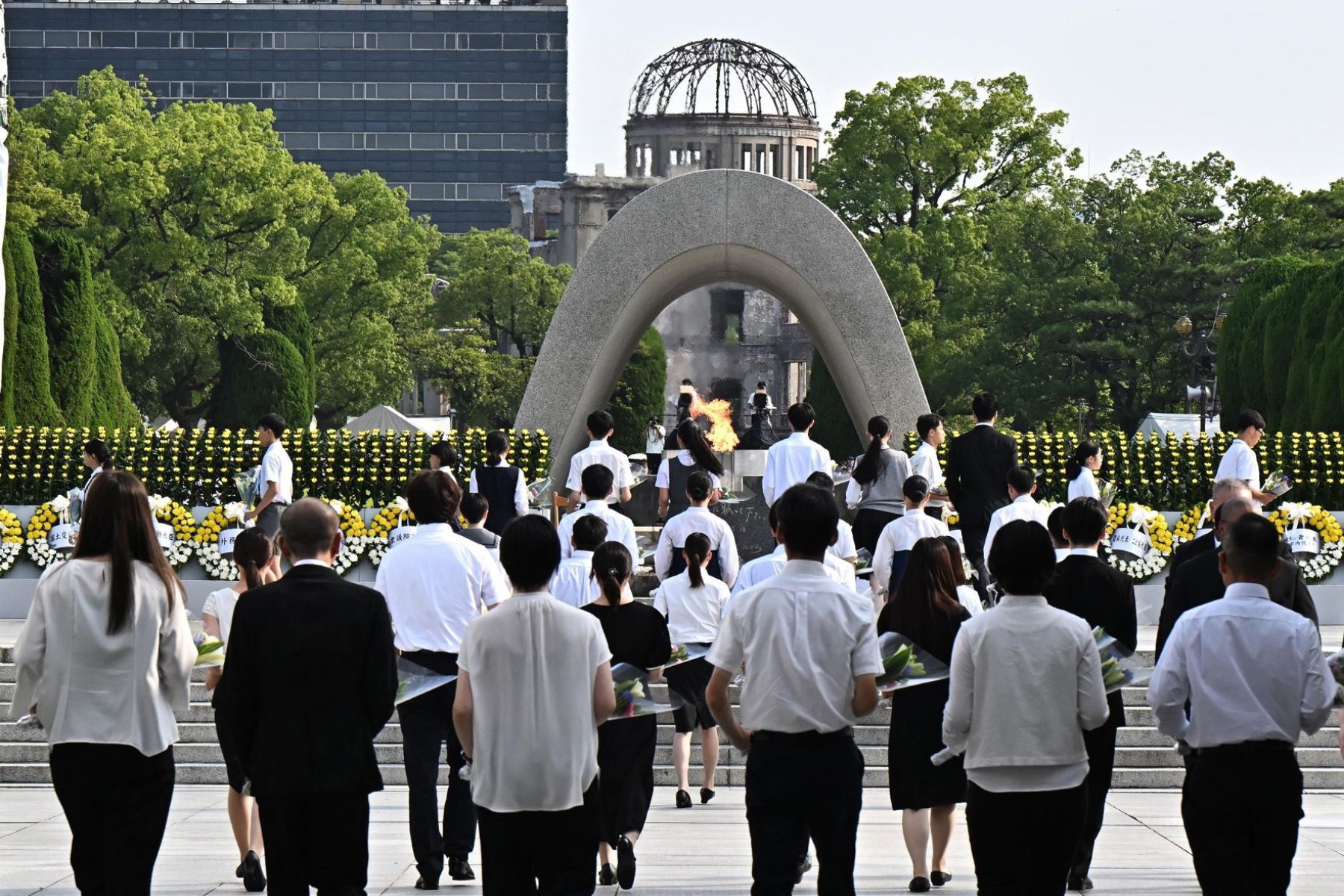 Hiroshima celebra el 79.º aniversario desde el bombardeo atómico de la ciudad el 6 de agosto de 1945, que mató a unas 140.000 personas a finales de 1945. según la ciudad de Hiroshima. Foto: EFE