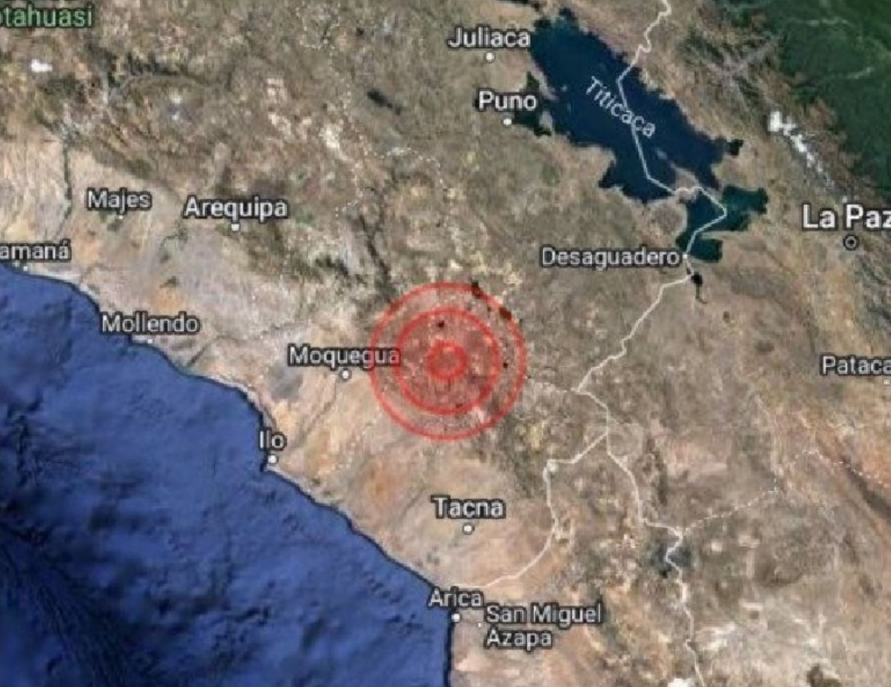 Un temblor de magnitud 4.1 se registró esta mañana en la región Tacna sin causar daños personales o materiales, informó el IGP.