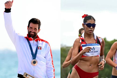 Stefano Peschiera y Kimberly García, deportistas de la delegación peruana en los Juegos Olímpicos París 2024 en Francia. Foto: AFP