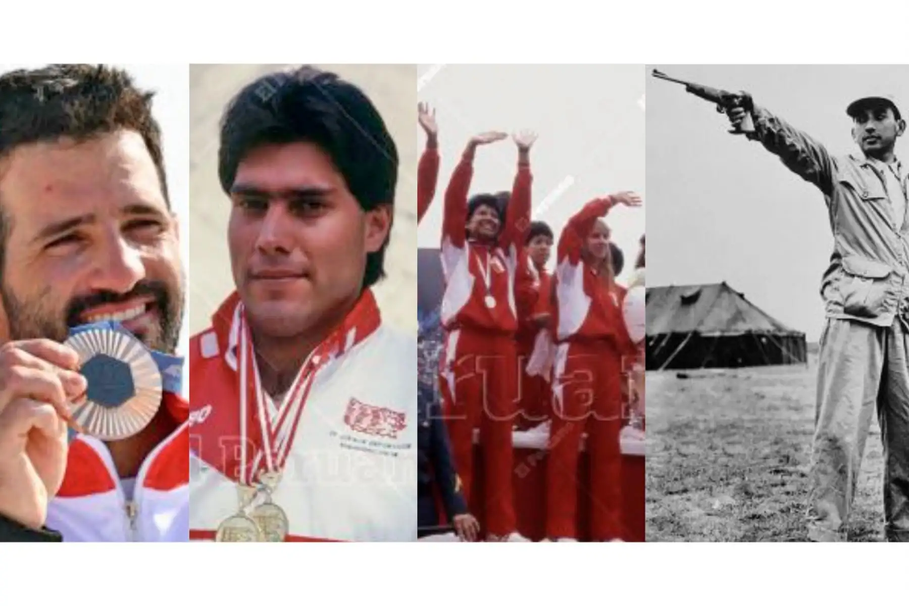 Edwin Vásquez Cam - Oro en tiro deportivo en Londres 1948.
Francisco Boza - Plata en tiro deportivo en Los Ángeles 1984.
Plata en voleibol femenino en Seúl 1988.
Juan Giha - Plata en tiro deportivo en Barcelona 1992.
Stefano Peschiera - Bronce en vela en París 2024.Foto: ANDINA/Difusión