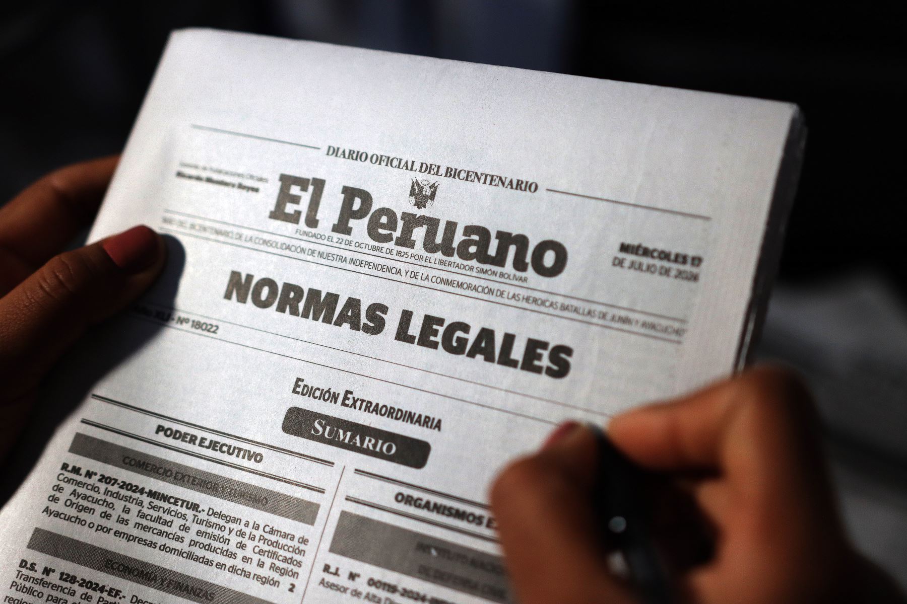 Edición extraordinaria del Diario Oficial El Peruano (imagen referencial). Foto: ANDINA