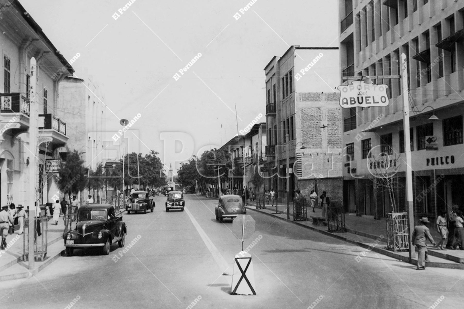 Piura - Década 1950 / Avenida almirante Miguel Grau en la ciudad de Piura. Foto: Archivo Histórico de El Peruano