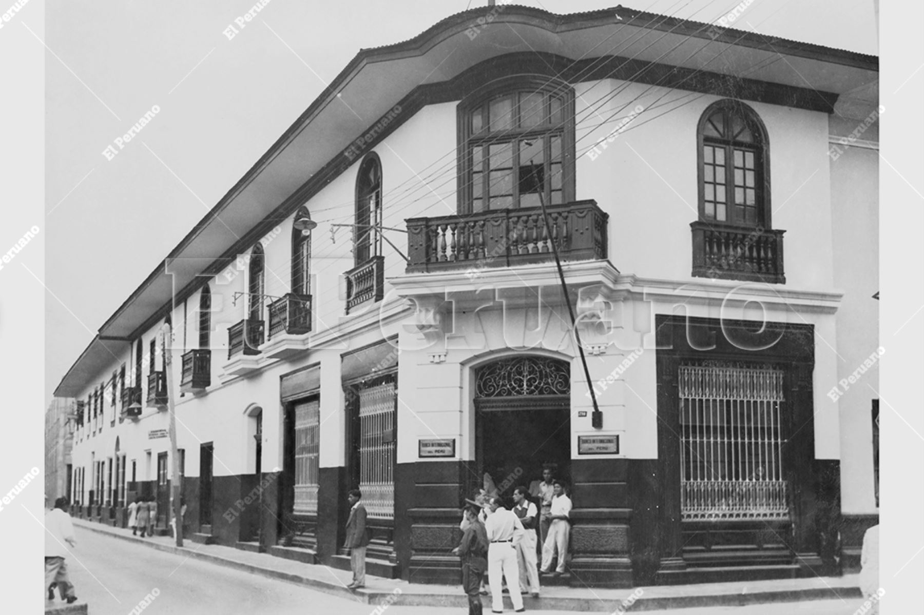 Piura - Década 1950 /  Agencia del Banco Internacional del Perú en la ciudad de Piura. Foto: Archivo Histórico de El Peruano