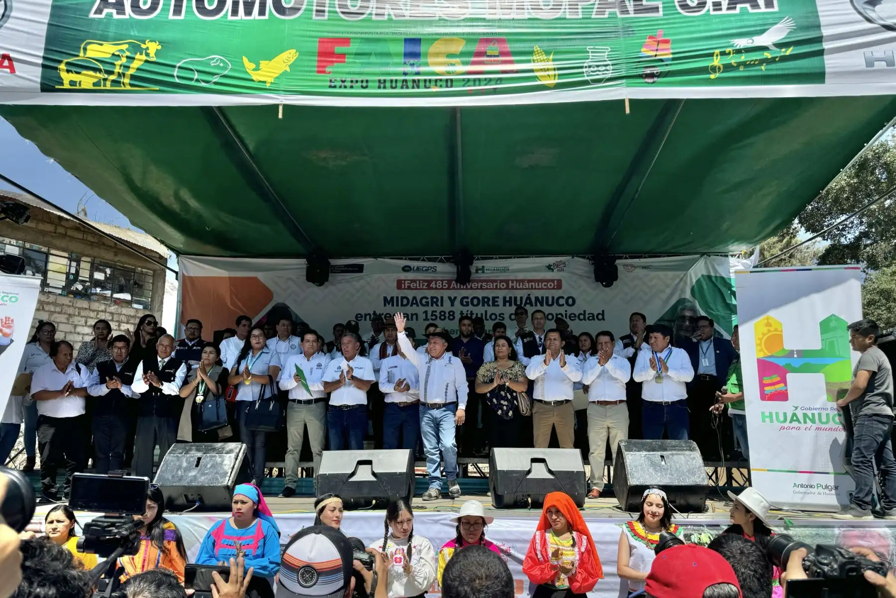 En el marco de las celebraciones por los 485 años de fundación de Huánuco, el Gobernador Regional, Antonio Pulgar Lucas, acompañado del Alcalde de Huánuco, Antonio Jara, inauguró la Faica Expo Huánuco. Foto:ANDINA/Braian Reyna