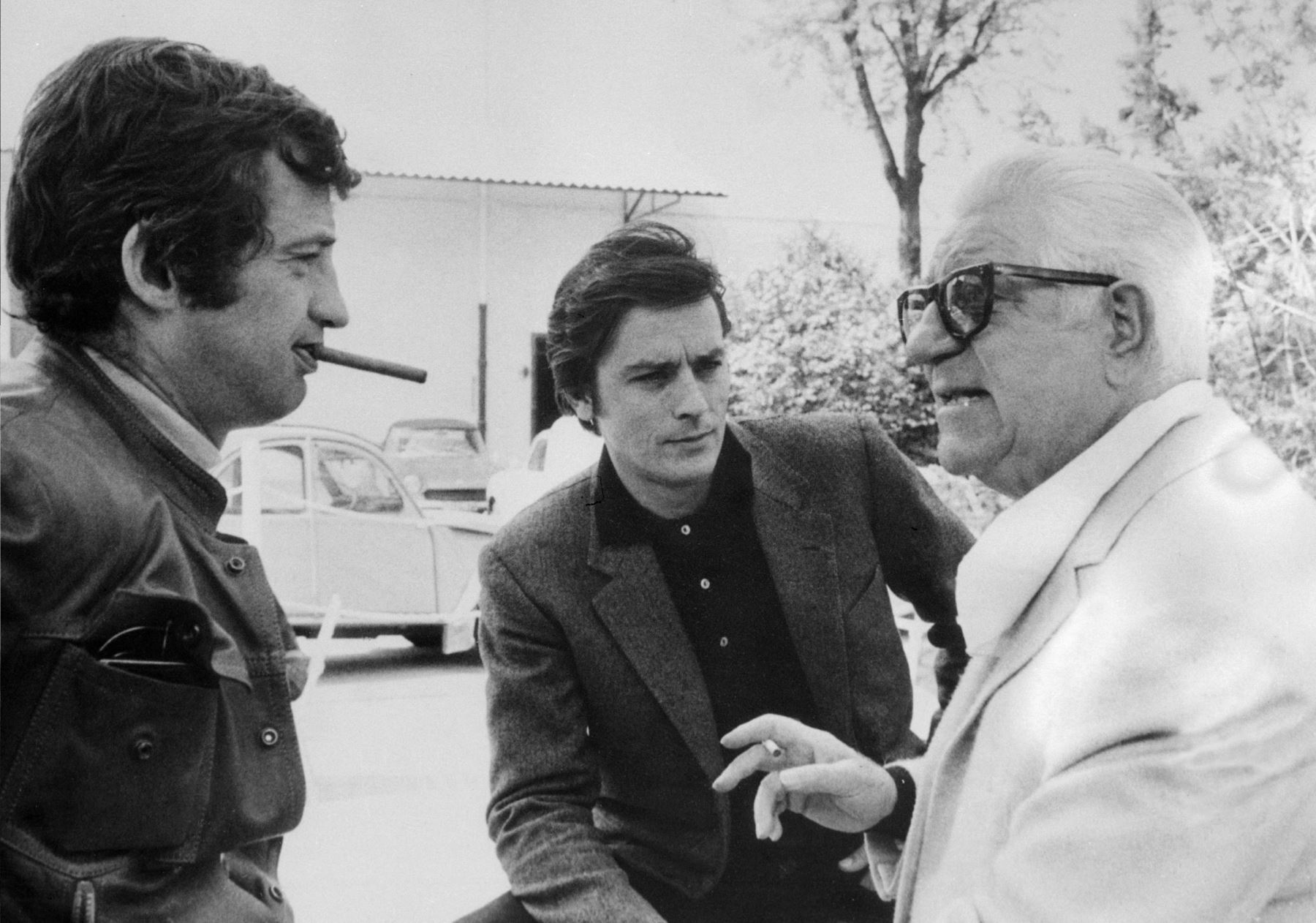 Esta fotografía sin fecha de actores franceses muestra (desde la izquierda) Jean-Paul Belmondo, Alain Delon y Jean Gabin. AFP