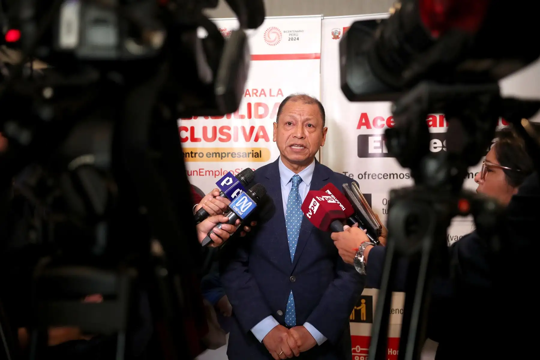 Ministro de Trabajo y Promoción del Empleo, Daniel Maurate Romero lidera el Encuentro Empresarial “Alianzas para la empleabilidad inclusiva”. Foto: ANDINA / Lino Chipana.