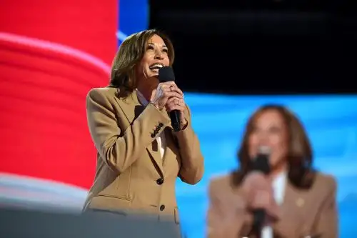 Kamala Harris participó este lunes en la convención demócrata en Chicago. Foto: AFP