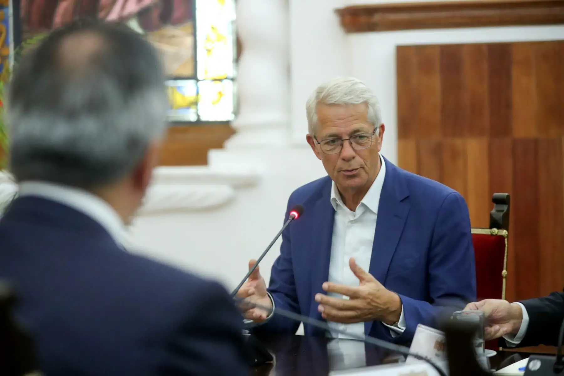 Reunión de trabajo de la presidenta Dina Boluarte con el CEO de Fraport.
Foto: ANDINA/Prensa Presidencia