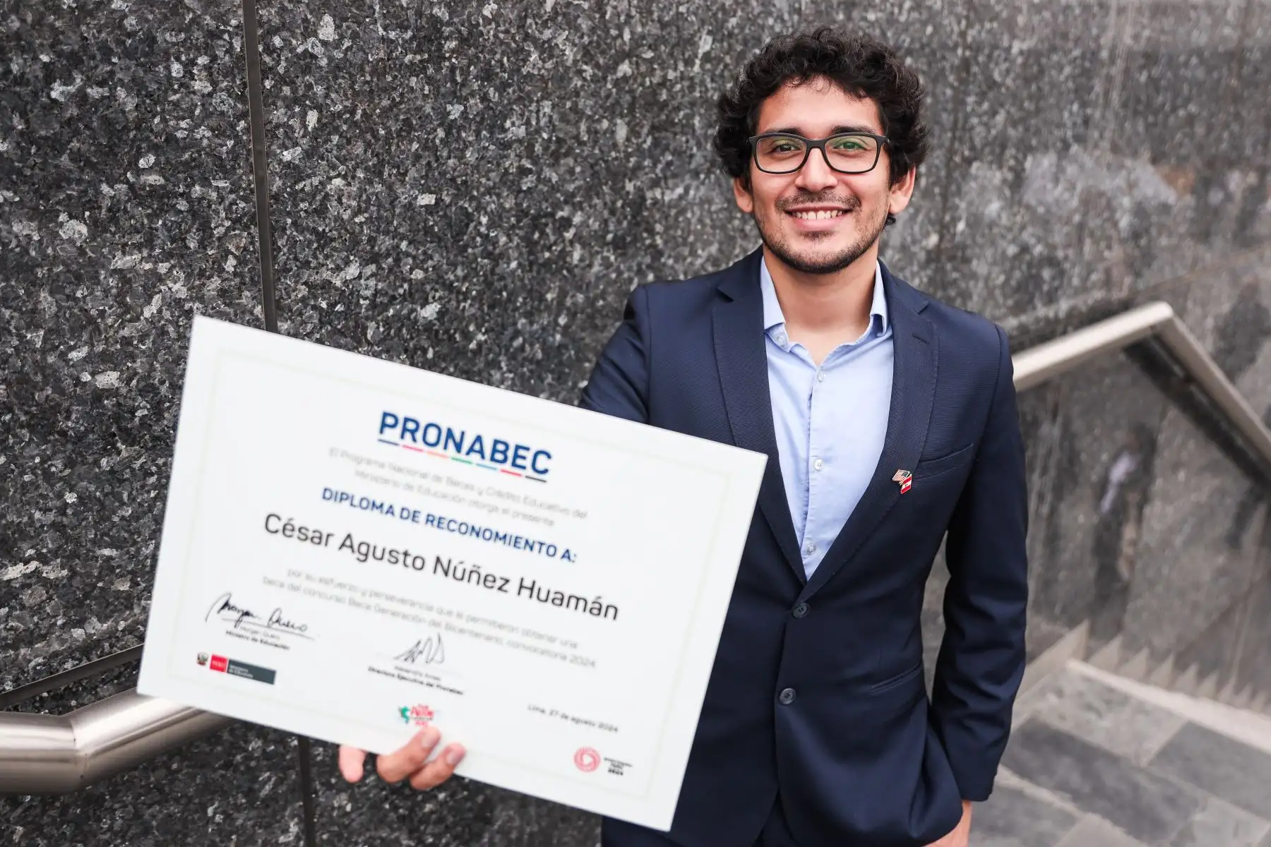 César Núñez, primer puesto de la Maestría en Análisis Computacional y Políticas Públicas de la Universidad de Chicago. Gracias al Programa Nacional de Becas y Crédito Educativo - Pronabec. Foto: ANDINA/ Connie Calderon