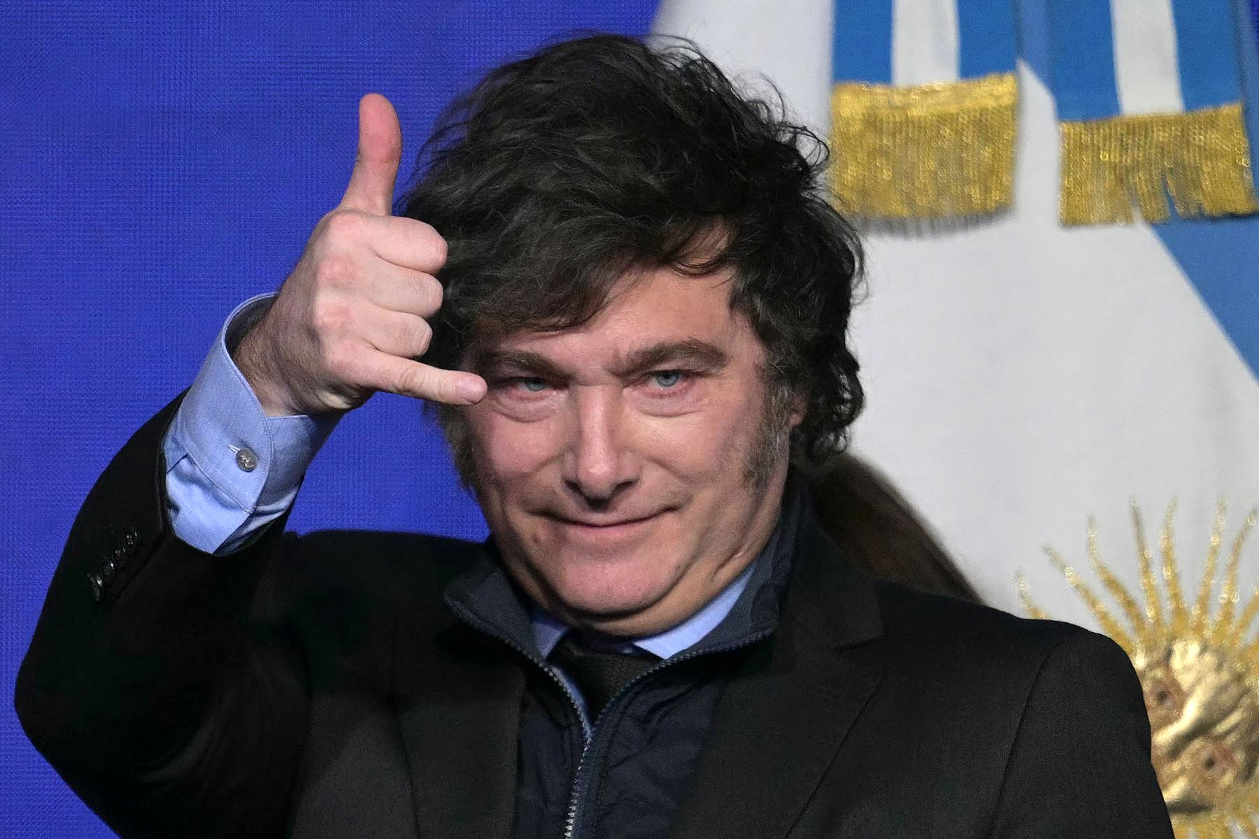 El presidente argentino, Javier Milei, hace un gesto después de pronunciar un discurso durante la conferencia Americas Society/Consejo de las Américas en Buenos Aires. Foto: AFP