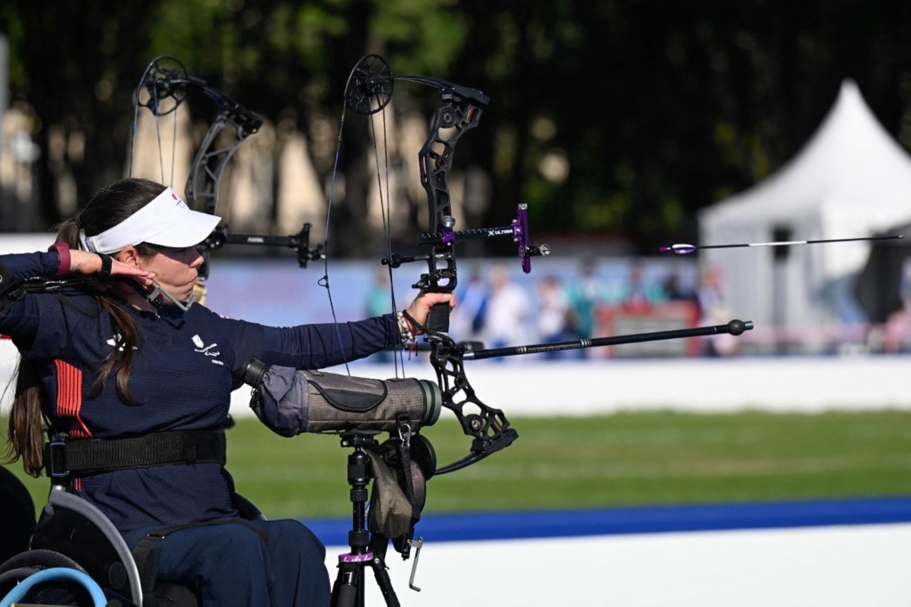 Ronda de clasificación de tiro con arco individual masculino W1 de los Juegos Paralímpicos París 2024. Foto: AFP