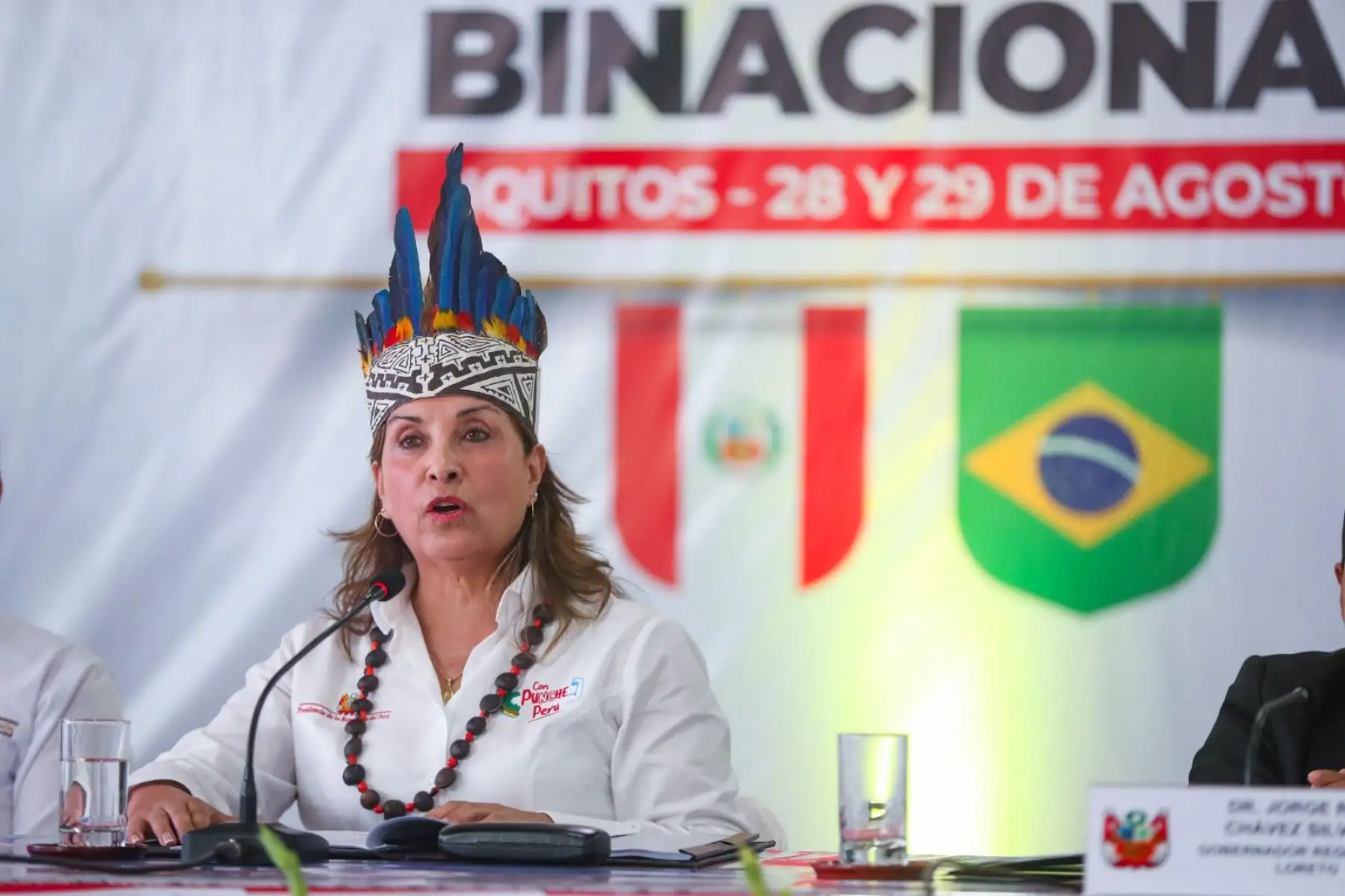 La presidenta de la república, Dina Ercilia Boluarte Zegarra, participa en el Foro Binacional “Desarrollo Económico, Tecnológico y Sostenibilidad Ambiental en la Macrorregión Nororiente del Perú”. Foto: ANDINA/ Prensa Presidencia