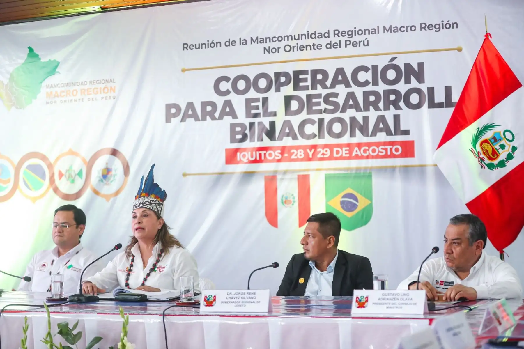 La presidenta de la república, Dina Ercilia Boluarte Zegarra, participa en el Foro Binacional “Desarrollo Económico, Tecnológico y Sostenibilidad Ambiental en la Macrorregión Nororiente del Perú”. Foto: ANDINA/ Prensa Presidencia