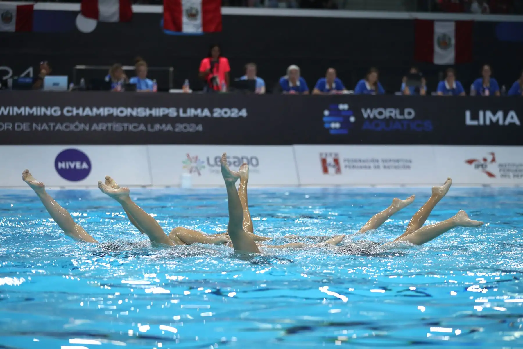 El equipo nacional participa en la categoría equipo libre damas en el Mundial Junior de Natación Artística que se desarrolla en el Centro Acuático de la Videna.
Foto: ANDINA / Lino Chipana