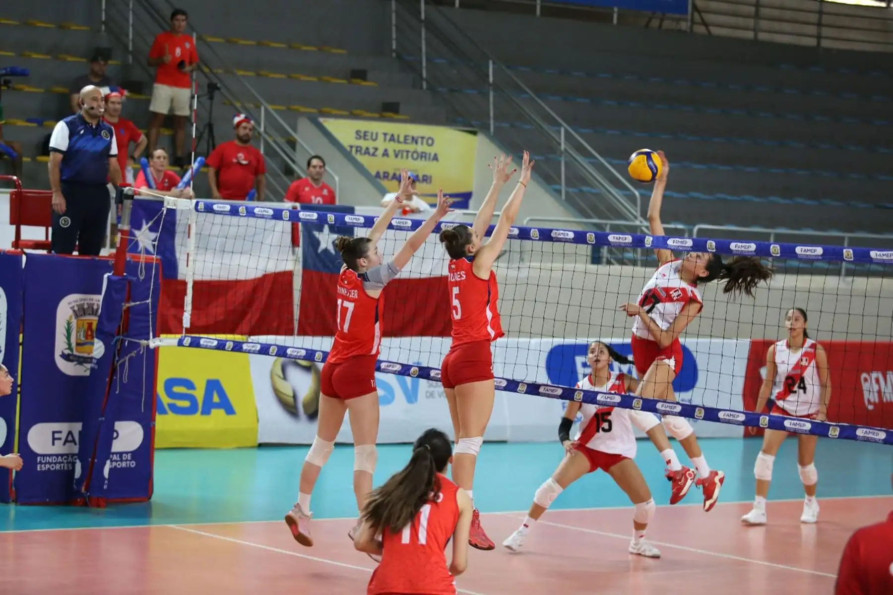 La selección femenina U19 de nuestro país, logró clasificar al Mundial de esta categoría y subir al podio del Sudamericano desarrollado en Brasil, al vencer categóricamente a Chile.
Foto: FPV