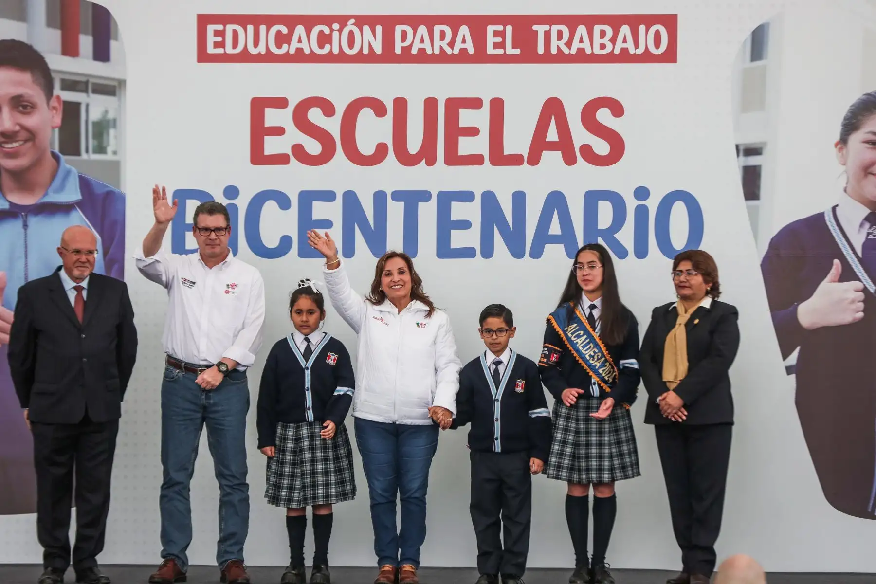 Presidenta Dina Boluarte participa en la inauguración de la décima Escuela Bicentenario IE 6082 Los Próceres en Santiago de Surco. Foto: ANDINA/ Connie Calderon