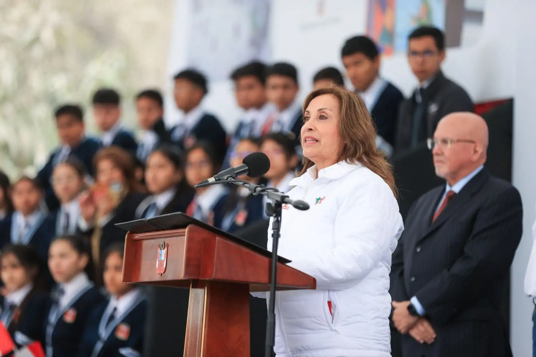 Presidenta Dina Boluarte participa en la inauguración de la décima Escuela Bicentenario IE 6082 Los Próceres en Santiago de Surco. Foto: ANDINA/Prensa Presidencia