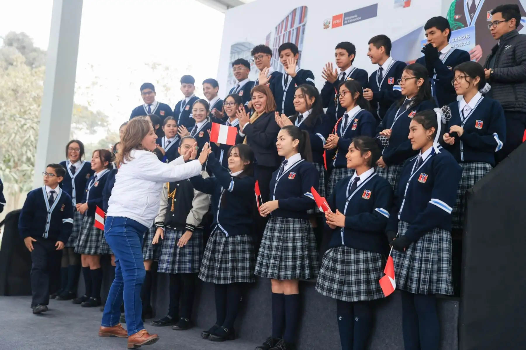Presidenta Dina Boluarte participa en la inauguración de la décima Escuela Bicentenario IE 6082 Los Próceres en Santiago de Surco. Foto: ANDINA/Prensa Presidencia